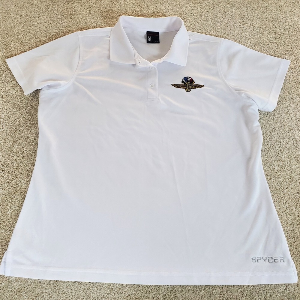 Spyder Indianapolis 500 Women's Polo Shirt Top XL White Short Sleeve NWTG‎ Indy